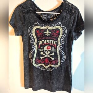 Black Graphic Tee with Skull Design